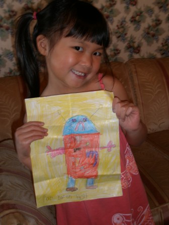 Kasen with her robot picture